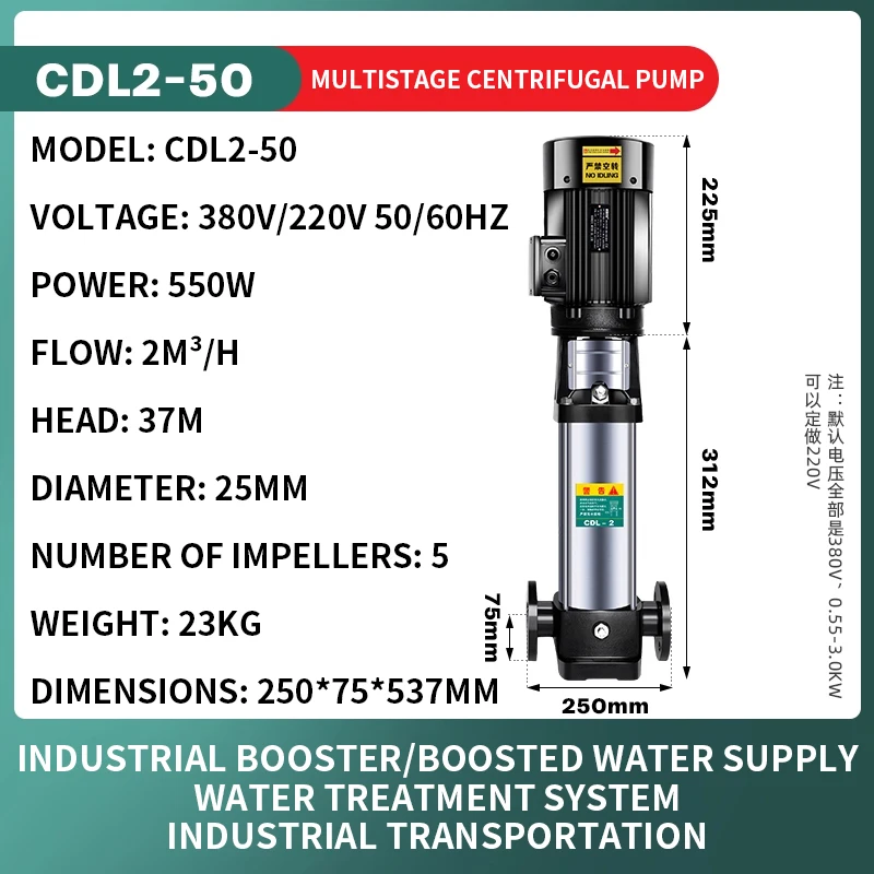 Compact Stainless Steel Multistage Pump High Pressure Boosting for Home Commercial Reverse Osmosis