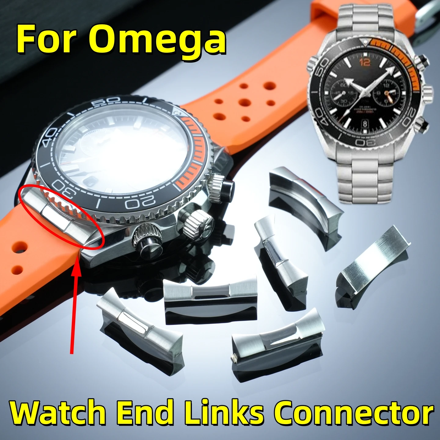 

For Omega watch Seamaster 300 600 series curved End Linker Watch Band Adapter Connector Replacement watch Accessories