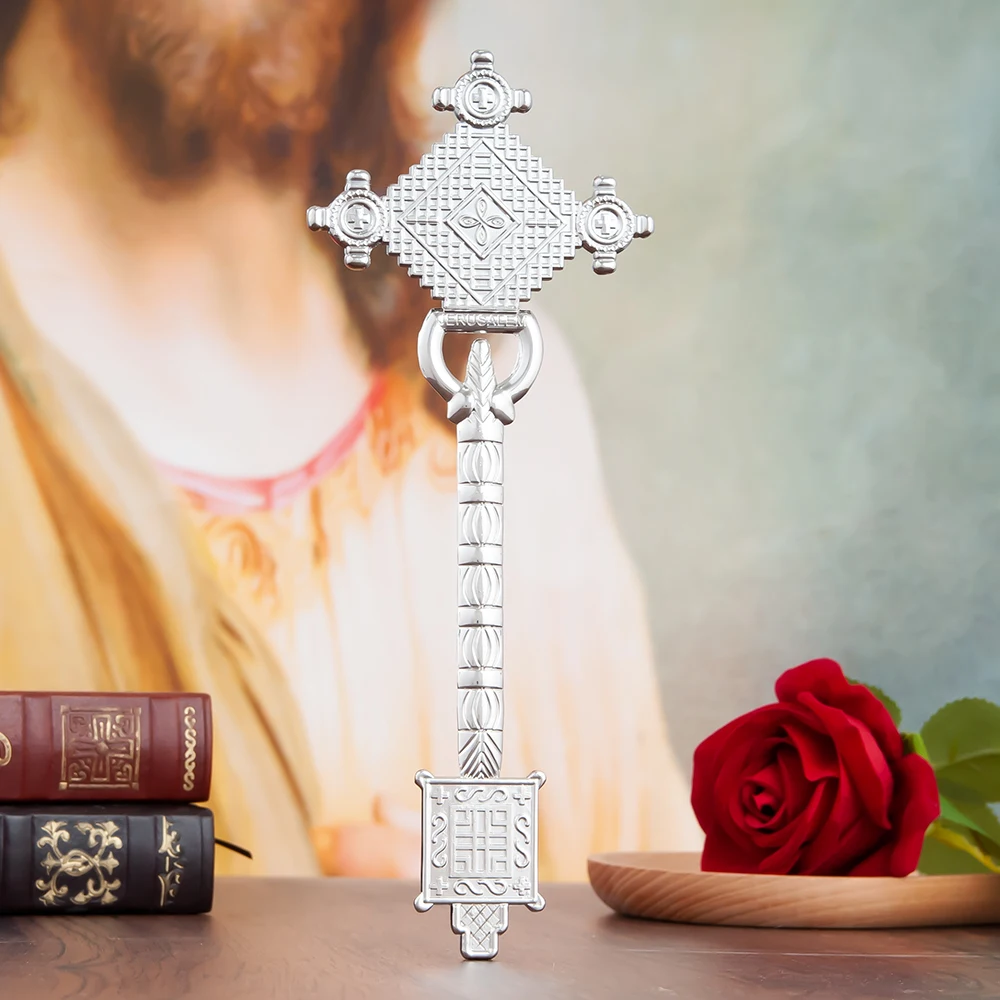 HTISOK Handheld Cross Portable Prayer Companion Religious Keepsake for Home Car Travel Unique Baptism Gift Christian Accessory