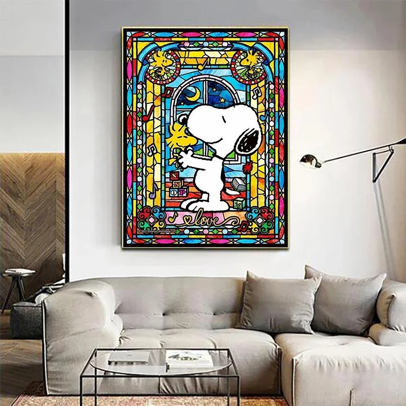 Handgemachte DIY japanische Anime Diamant Malerei Kit Wasser Diamant Snoopy Kreuz Stickerei Diamant Mosaik Home Dekoration
