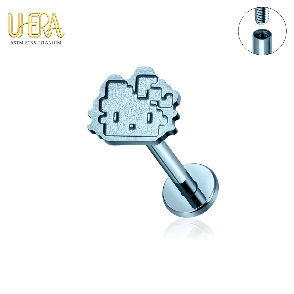 ASTM F136 G23 Titanium Pixel Graphic Labret Stud Internally Thread Tragus Helix Cartilage Ear Lip Body Piercing Jewelry image 3