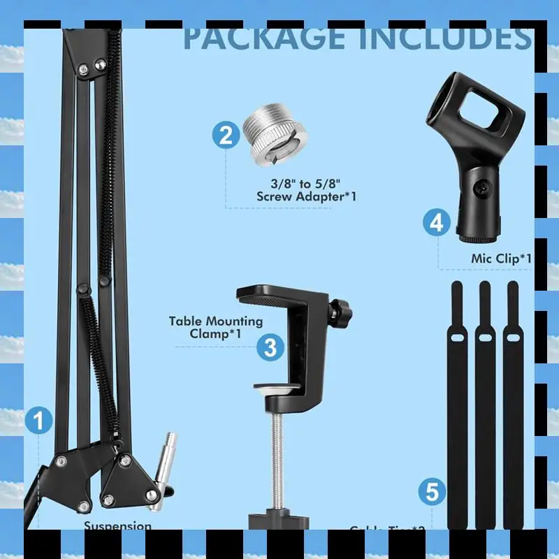 

Microphone Arm, Microphone Stand Desktop Stand, Adjustable Suspension Boom Arm For Podcast Game Recording Easy To Use