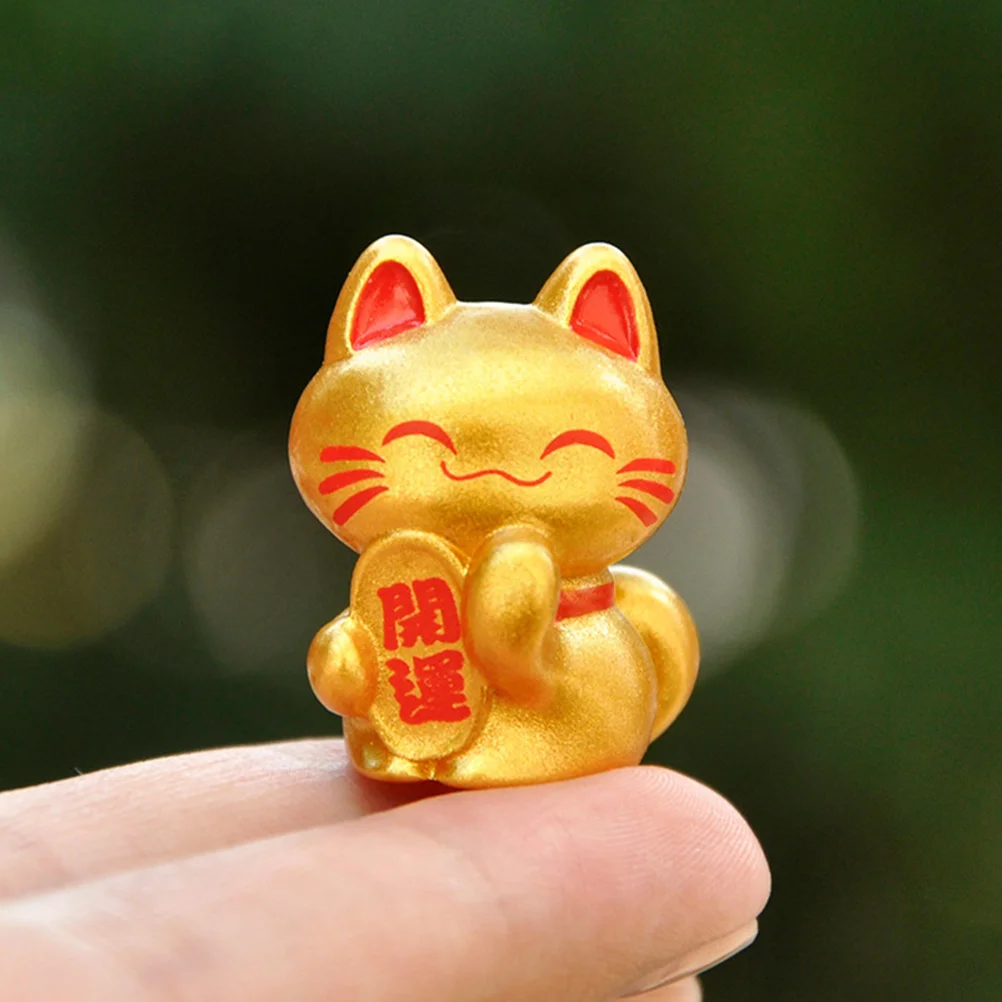 9 Pcs Micro Landscaping Cat Ornaments Mini Lucky The Animal Resin Craft Figurines Accessories Garden Tiny Statues