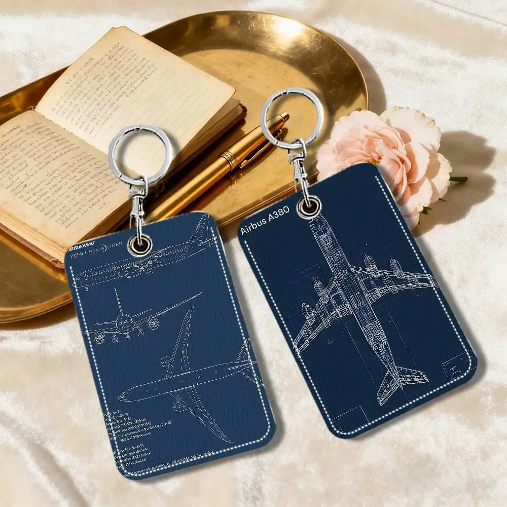 

Air Force Plane Airbus A340 B747 Airplane Keychain Card Holder, Badge Credit Card Holder,Student ID Card Holder, Bus Cards Cover