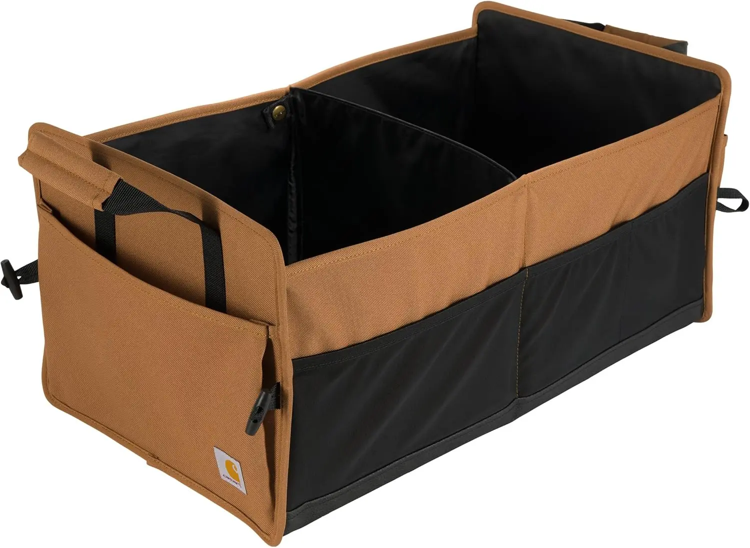 Universal collapsible trunk organizer for automotive, SUV, trucks & cars, brown, portable and space - saving