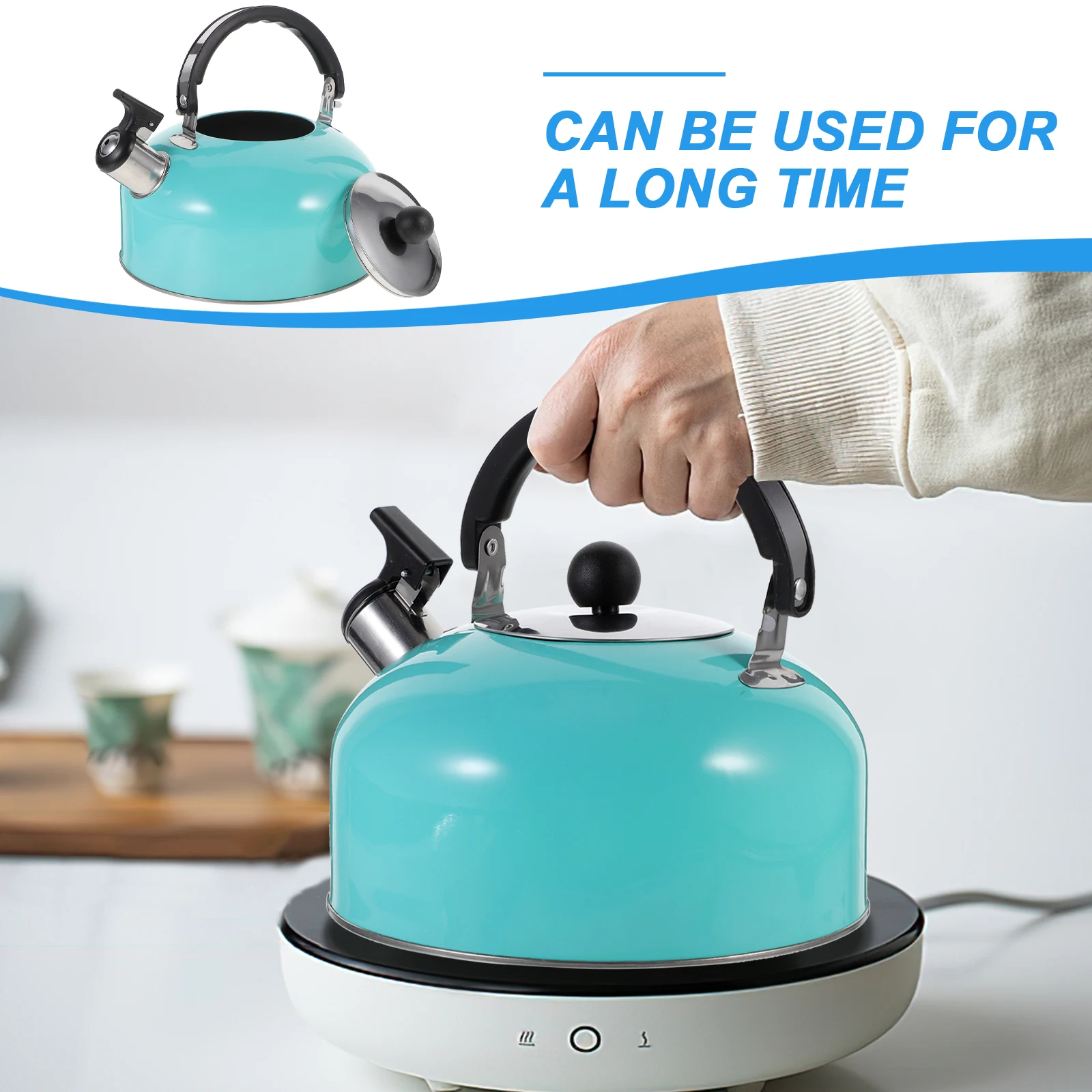 

1pc Whistling Water Stainless Steel Thickened Household Teakettle Heat Resistant Ergonomic Handle Boiling Kettle For Induction