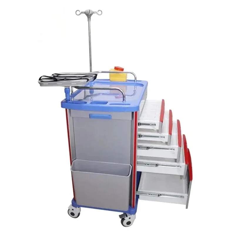 Hot Sale ABS Hospital Furniture Medical Equipment Trolley Emergency Trolley Cart for Hospitals