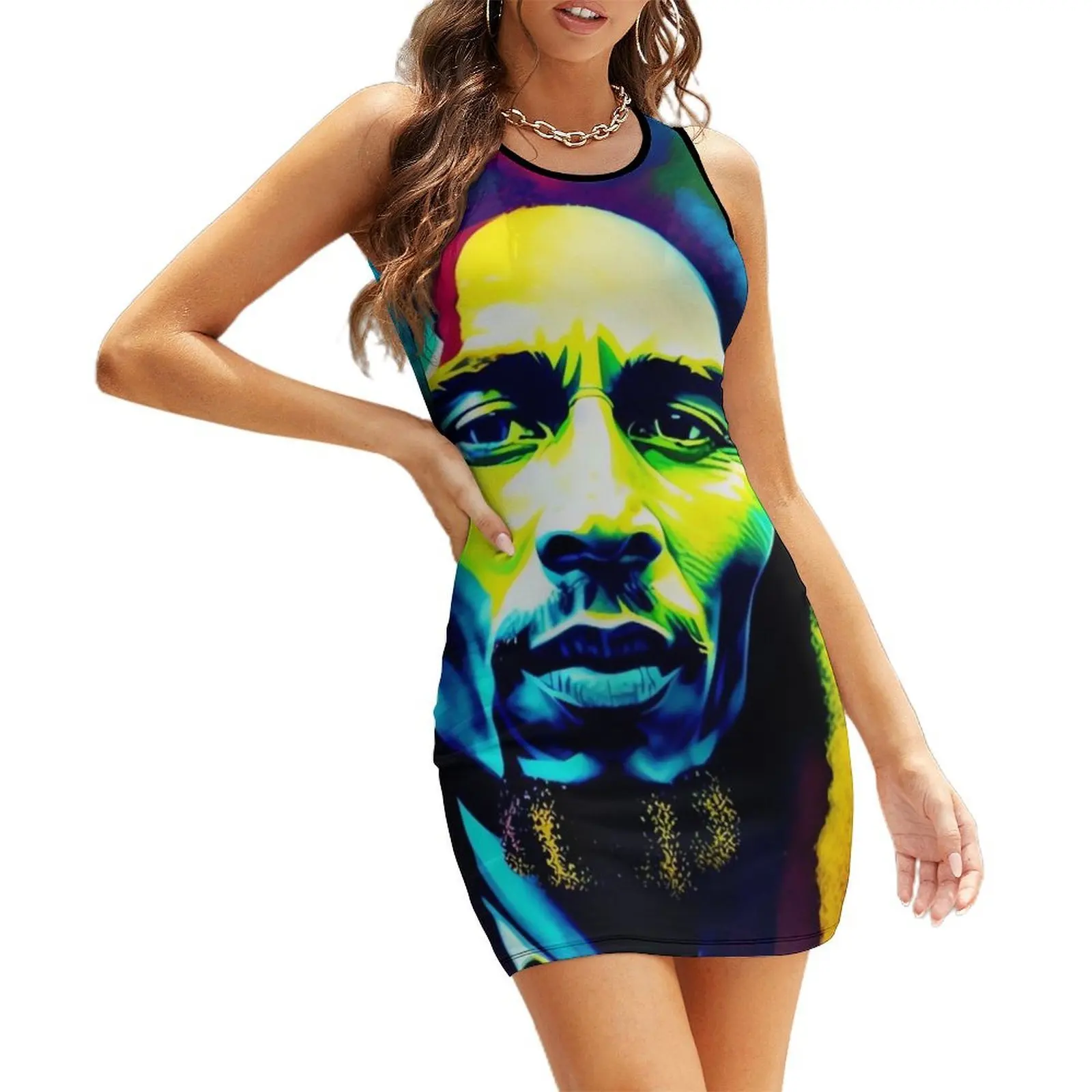 

Bob Marley Tribute - Roots, Rock, Reggae Rainbows Sleeveless Sundress Summer women's clothing dresses with long sleeves
