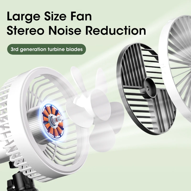 مروحة التخييم 10000mAh القابلة لإعادة الشحن سطح المكتب للخارجية المنزل اللاسلكي السقف مروحة كهربائية محمولة مع ضوء الليل ترايبود مروحة