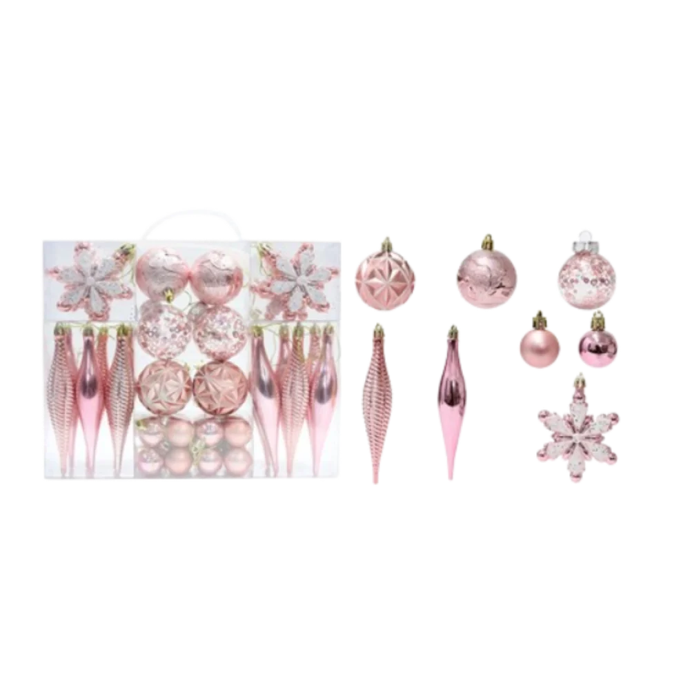 

40pcs Shatterproof Painted Christmas Balls Pendant Reusable Plastic Christmas Snowflake Pendent Elegant Xmas Tree Ornaments
