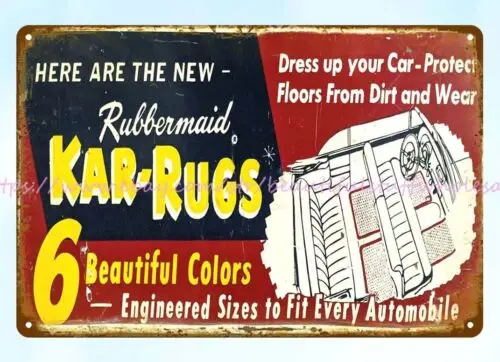 RUBBERMAID KAR RUGS metal tin sign outdoor metal advertising wall art