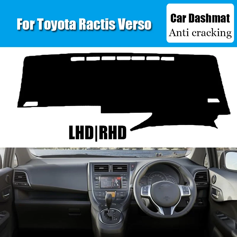 Car Dashboard Cover Dash Mat For Toyota Ractis Verso Non-slip Sun Shade DashMat LHD RHD Car-styling Suede Leather Dustproof