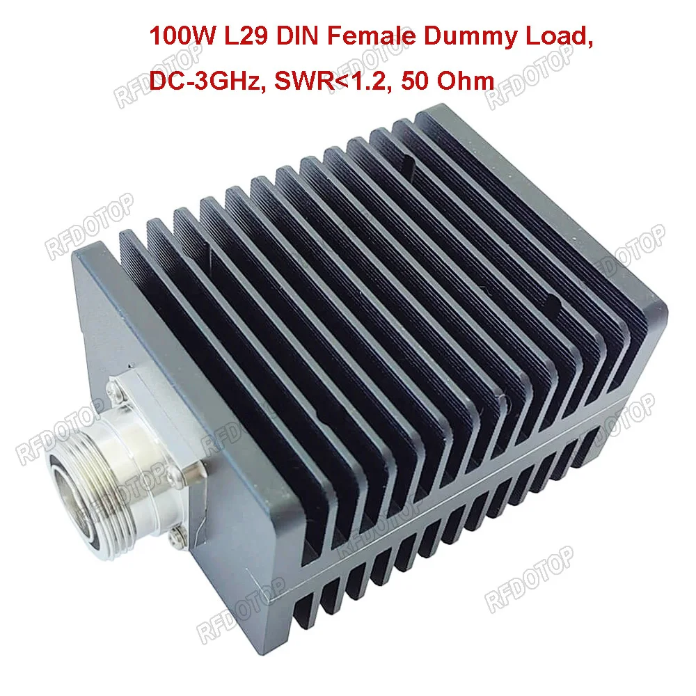 Square 100W 3GHz L29 DIN Female RF Coaxial Termination Dummy Load SWR＜1.2 50 Ohm Connector Socket Brass Straight RF Adapters