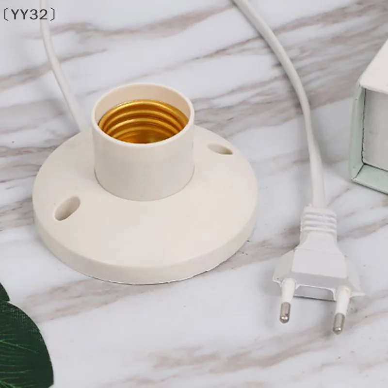 〔YY32〕EU LED Stand Lamp Holder E27 Bulb Plug Dome Socket With Cable Base For Table Light Night Stands Lampholder Accessories