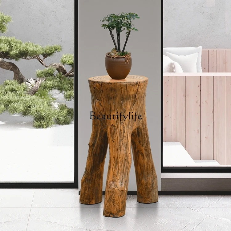 02 Flower stand Chinese flower pot shelf indoor living room balcony retro flower several potted plants imitation wood floor base