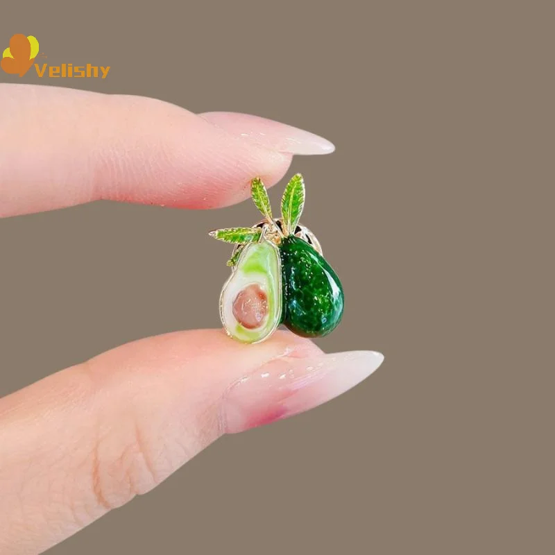 موضة حساسة المينا الأفوكادو دبابيس دبابيس للنساء الملابس معطف مأدبة اكسسوارات الهدايا