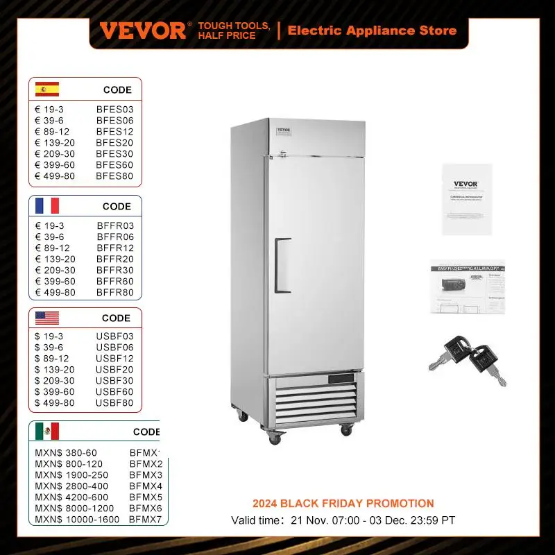 VEVOR Commercial Refrigerator 19.32 Cu.ft Reach In 27