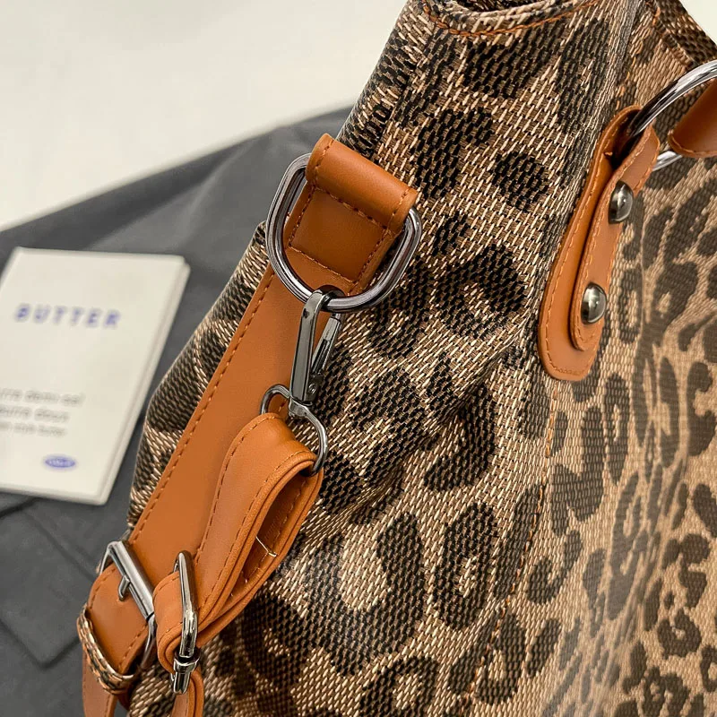 Borse a tracolla con motivo leopardato di umore per le donne borse per lo Shopping di grande capacità in morbida pelle PU 2024 Shopper di borse di