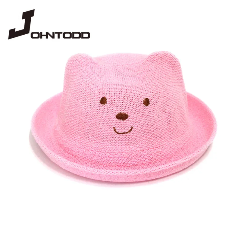 Summer baby hat hat child breathable straw hat kid boy girl hat child cat ear sun hat bear hat cute Toddler hat cap newsboy cap