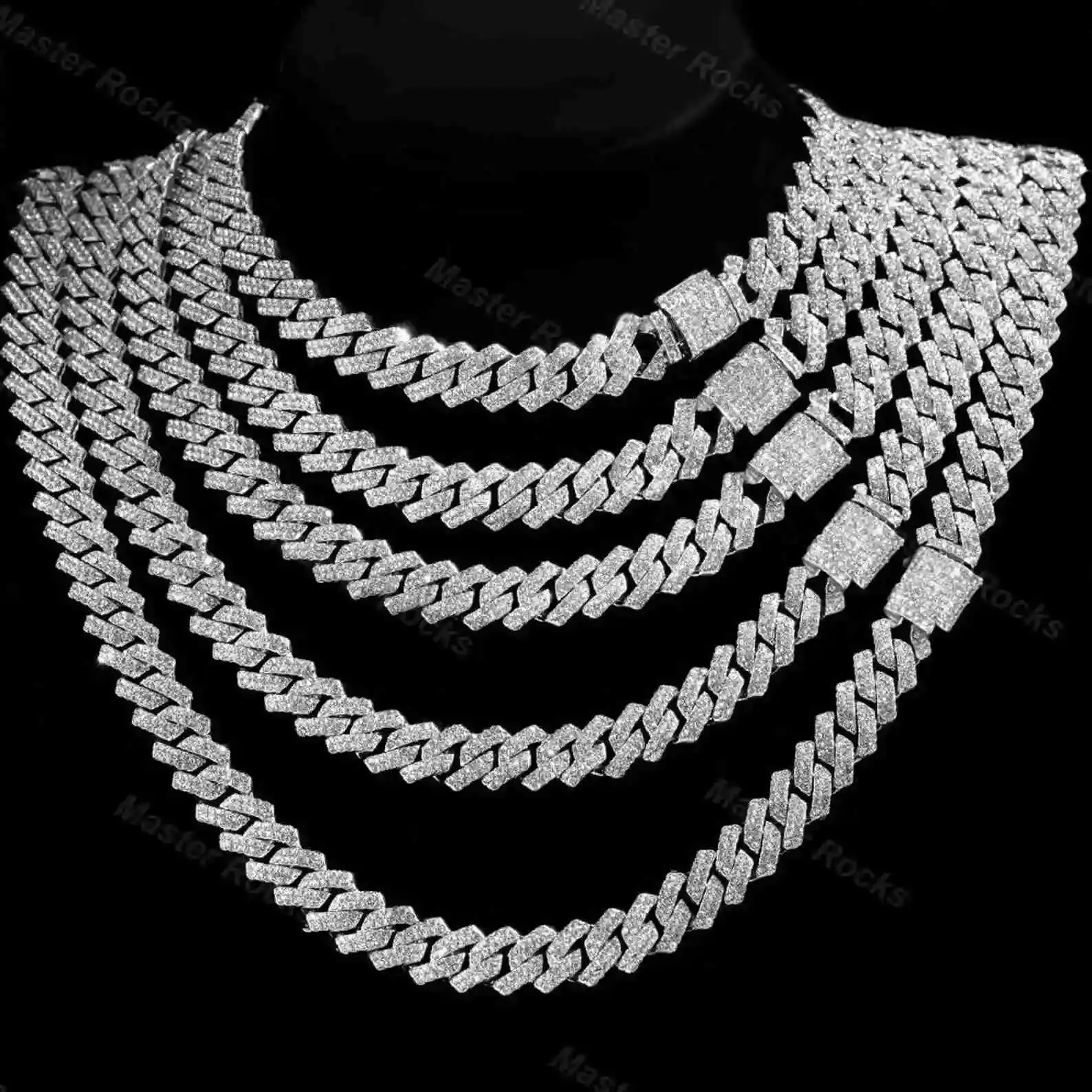 

Hiphop Cuban Link Chain 925 Silver 10mm 12mm 14mm 16mm Iced Out Men VVS Moissanite Cuban Chain