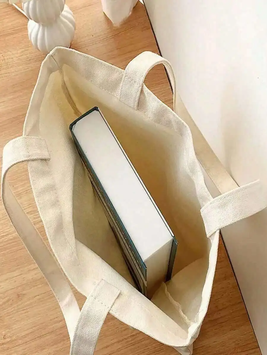

Canvas Tote Bag Shoulder Bag Reusable Shopping Bag Daily Commute Travel Women