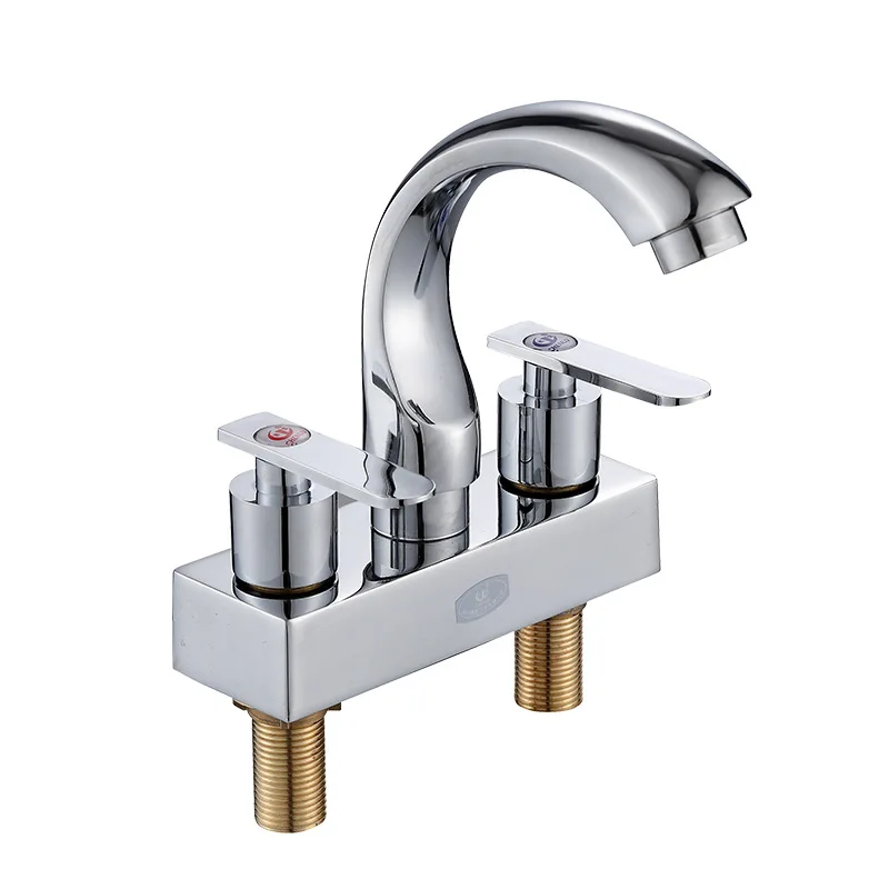 

Brass Wash basin Faucet Toilet Hot Cold Mixer Tap Double Handle Double Holes Basin Faucet