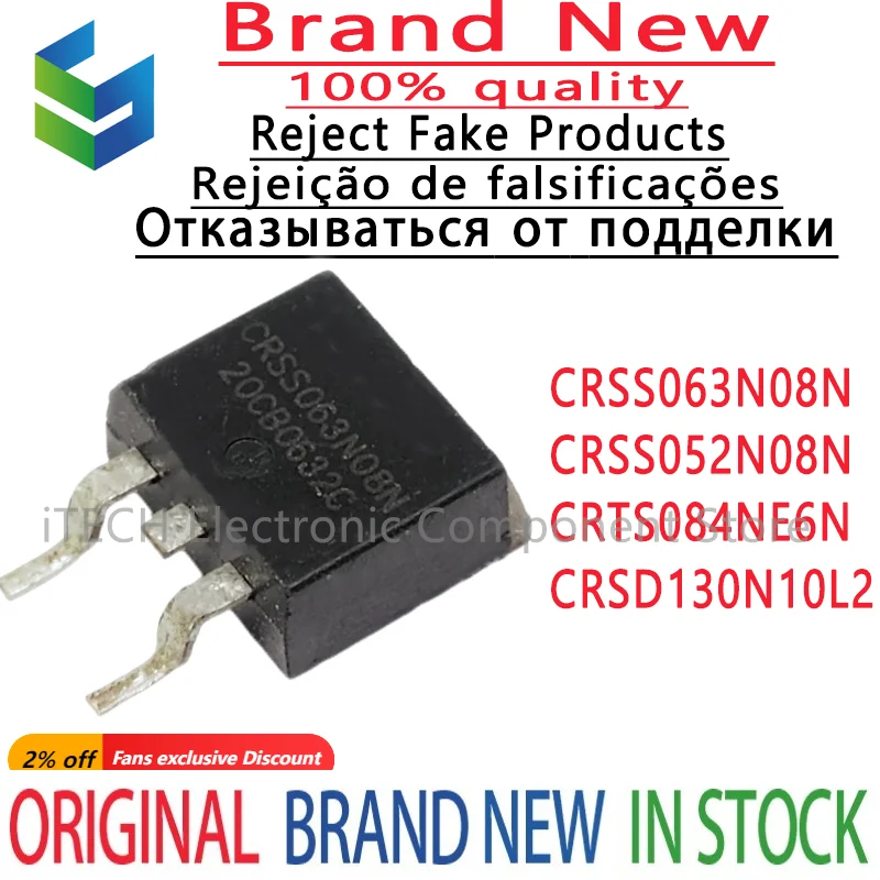 5Pcs 100% New CRSD130N10L2 TO-252-3 CRTS084NE6N TO-263-2 CRSS052N08N CRSS063N08N TO-263-3 MOS FET Brand New Original Chips Ic