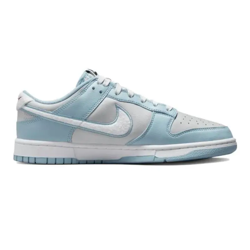 Nike-Dunk Low Fleece Swoosh, tênis azuis desgastados, sapatos retrô, Fb1871-011