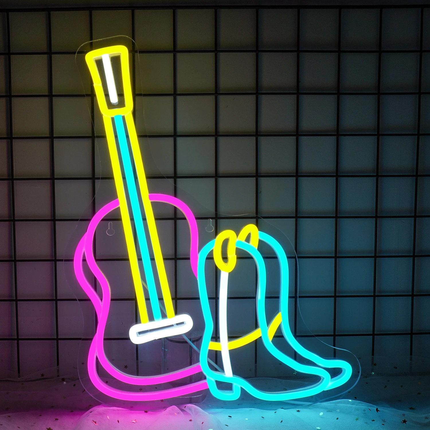 Guitar Boots Neon LED Sign for Wall Decor, Dimmable Neon Lights, Cool Room Decoração, Casa, Bares, Música, Clube, Art Logo Lamp, Party