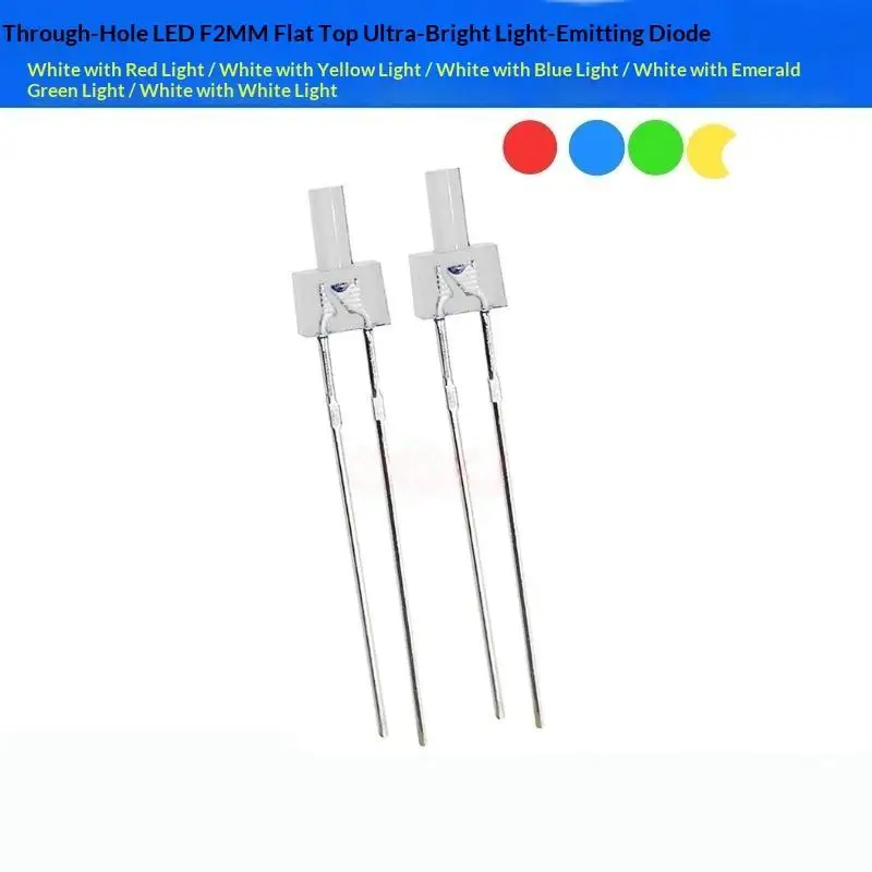 20pcs Multicolor 2mm Flat Top Led Diffused/Water Clear Red Yellow Blue Green White Orange LED Light Lamp