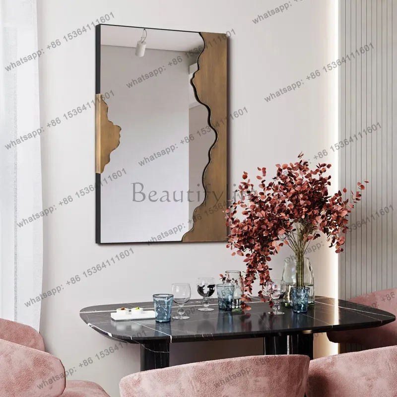 Metal luminous frame large square wall master bedroom decorative makeup mirror