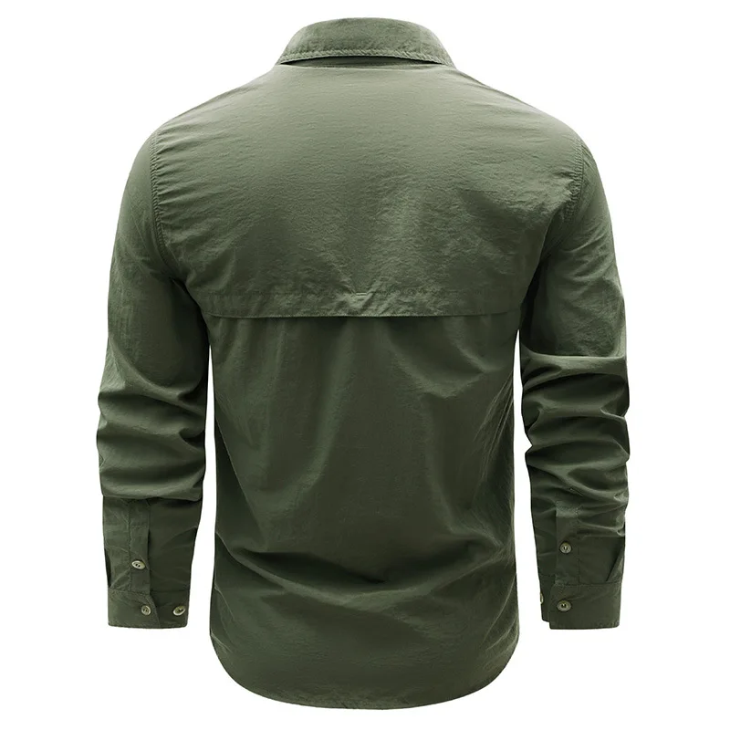 

New Summer Male Thin Breathable Comfortable Long sleeves Cargo Shirts Men Outdoor Quick Drying Waterproof Tooling Shirts 5XL