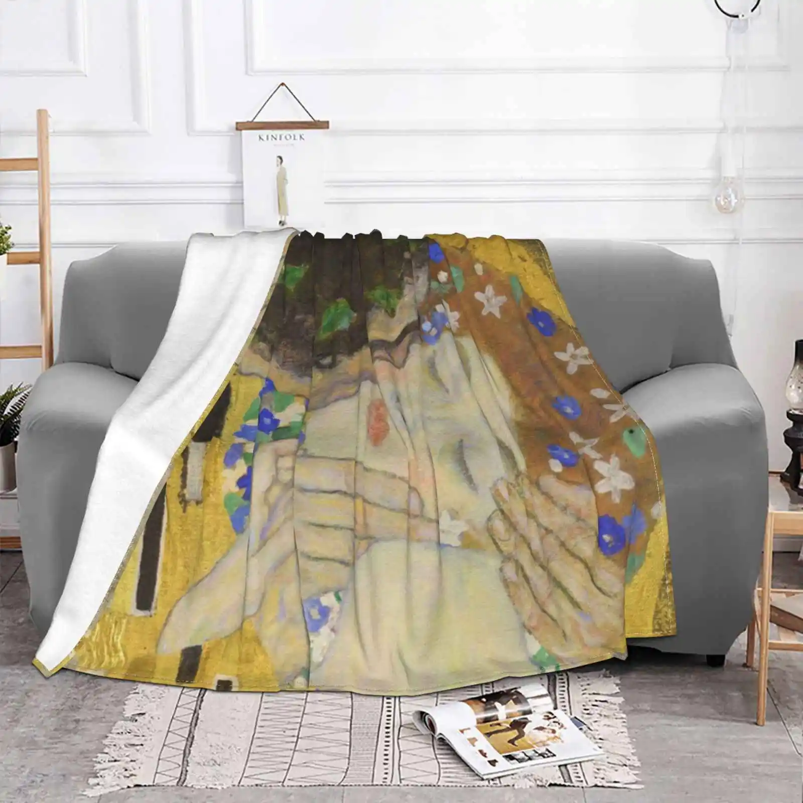 The Kiss-Gustav Klimt Soft Warm Throw Blanket Water Serpents Gustav Klimt Original Famous Artist Vintage Woman Female Erotic