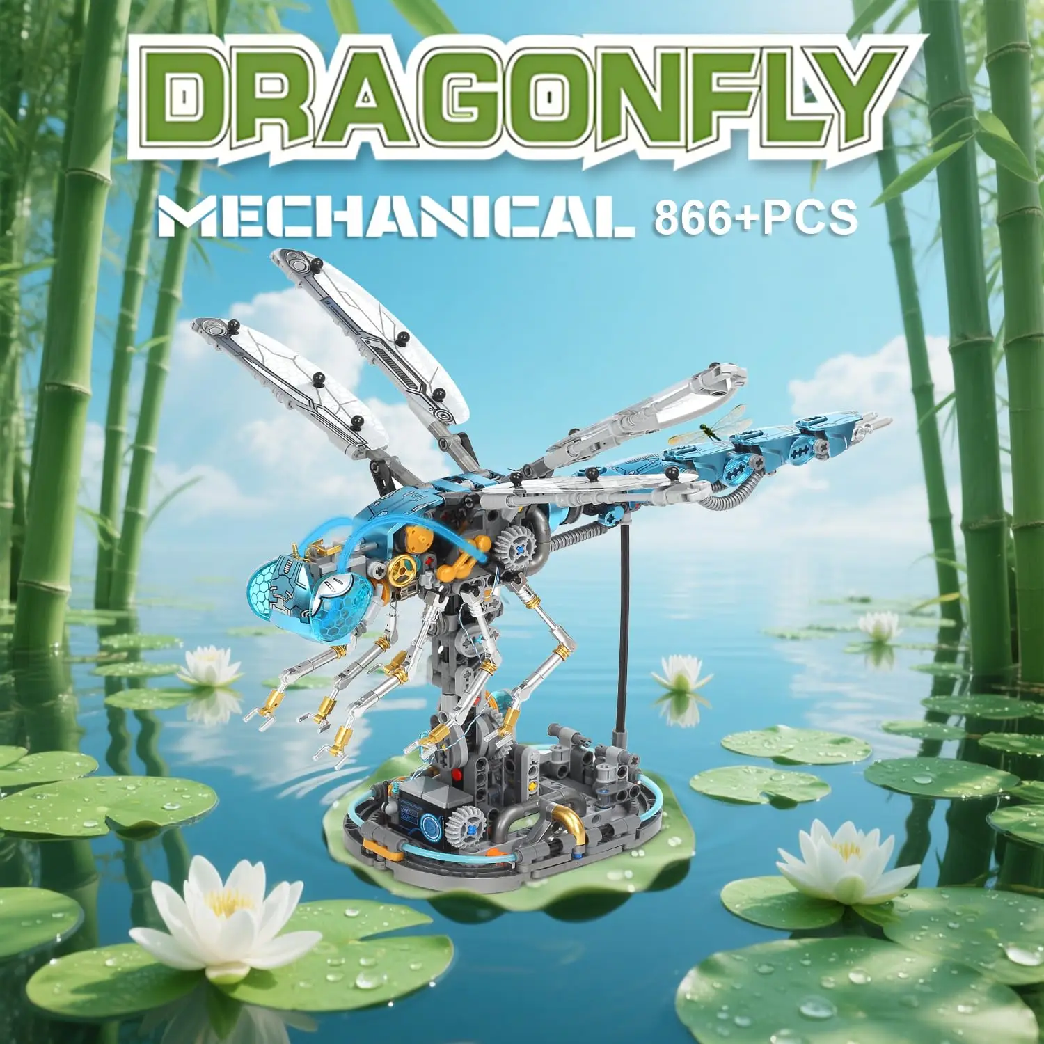 

866PCS Mechanical Dragonfly Building Blocks Insect Series Model Light Bricks Desktop Decoration Diy Toys For Kids Holiday Gifts