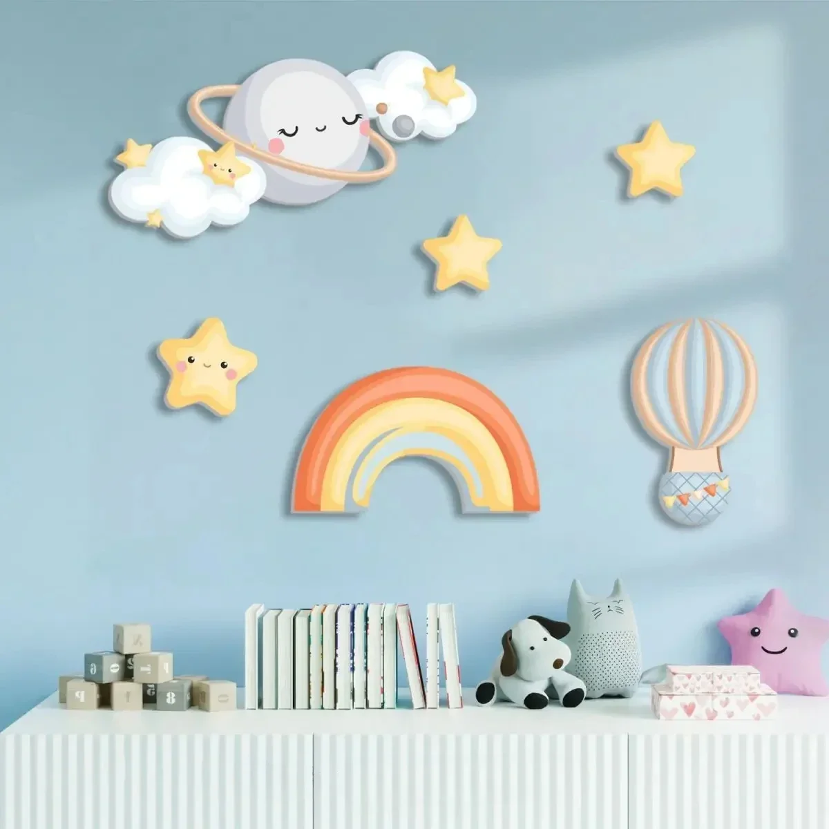 Cartoon Kids Room Decor Aesthetic 3D Wall Stickers Bedroom Living Room Roof Hole Restoration Wall Decoration Wallpaper