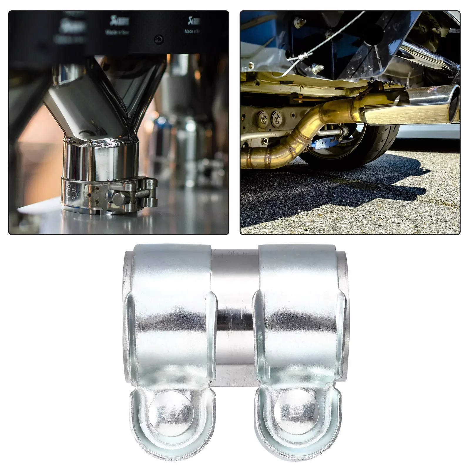 

45/50/63mm Exhaust Pipe Tube Joiner Connector Part Sleeve Clamp 95mm Stainless Steel Exhausts Clamps Accessories
