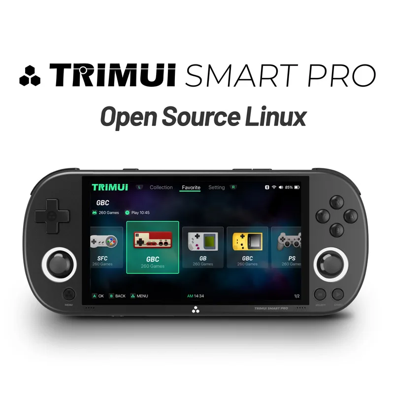 Trimui Smart Pro ماكينة ألعاب محمولة مفتوحة المصدر شاشة عالية الوضوح Gba Retro وحدة تحكم الألعاب Ps Arcade Fcred White Machine