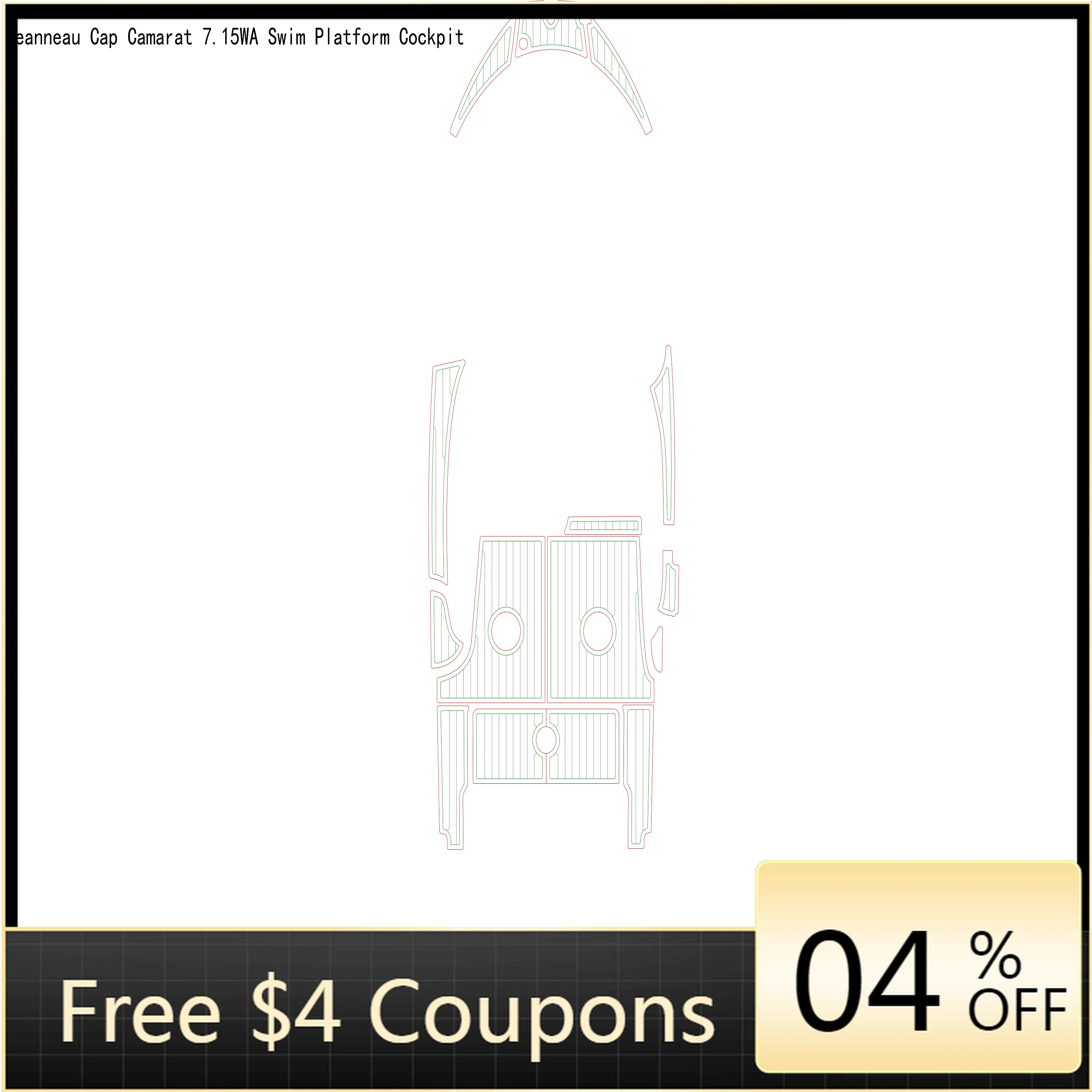 

Накладка на палубу из ЭВА под искусственный тик для лодки Jeanneau Cap Camarat 7.15WA (платформа для плавания и кокпит)