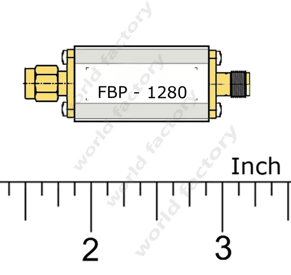 1280 (1220～1340) MHz Bandpass Filter, Ultra-small Size, SMA Interface Maximum Carrying Power: 10 W (40 DBm) FBP-1280