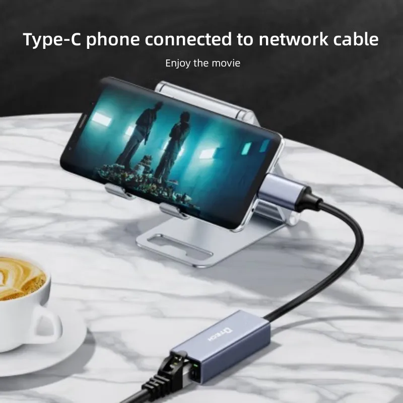 DTECH Network Card to RJ45 Lan Type C to Gigabit USB Ethernet Adapter for Phone Tablet Laptop