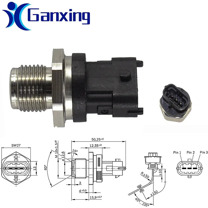 

1800 Bar Fuel Pressure Sensor 0281002937 0281002706 0281002903 For Cummins Volvo Iveco Man Fiat Renault