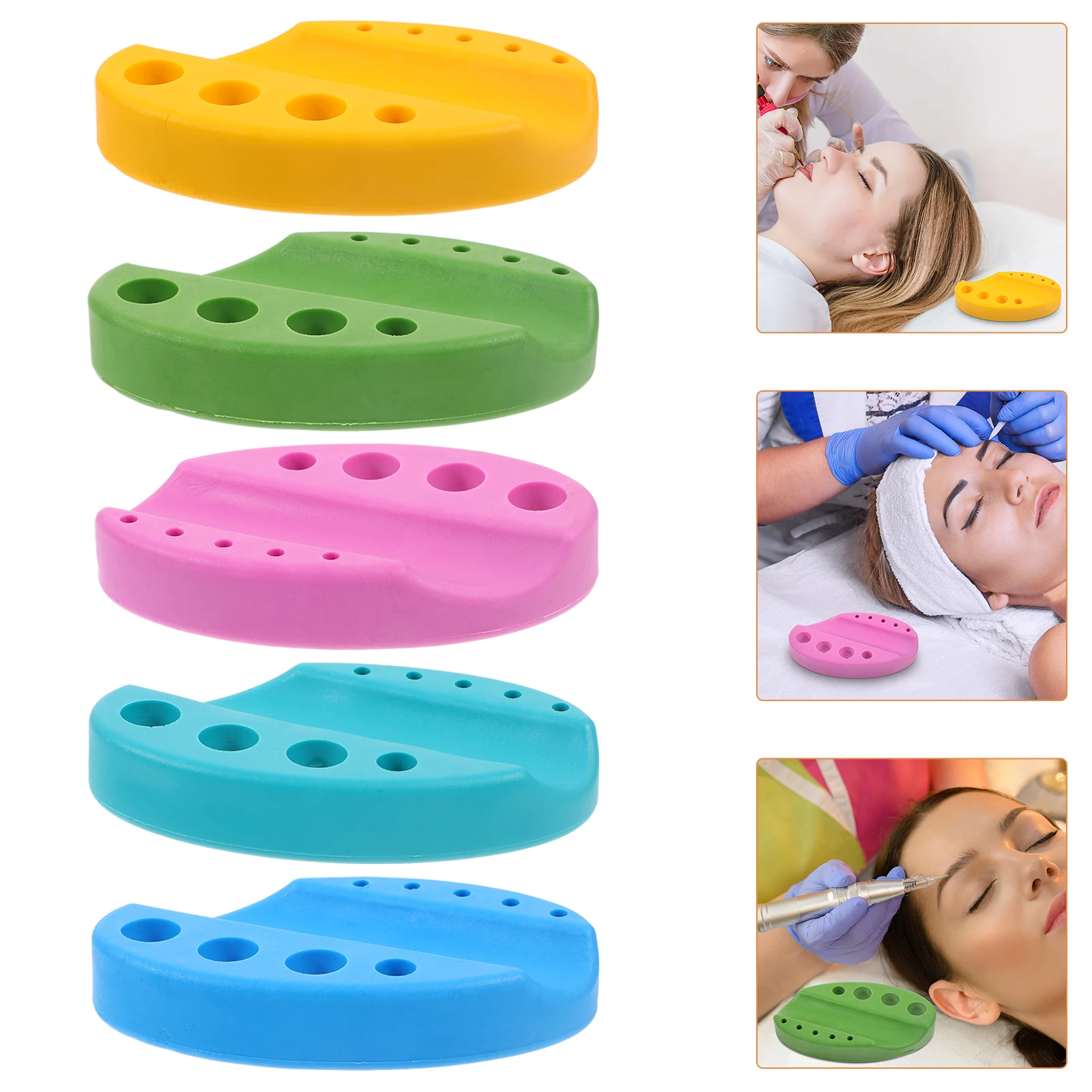 

5pcs Ink Cup Holder Silicone Pigment Organizer For Tattooing Sturdy Portable Pen Cap Holder, Tattoo Machine Case, Cotton Swabs