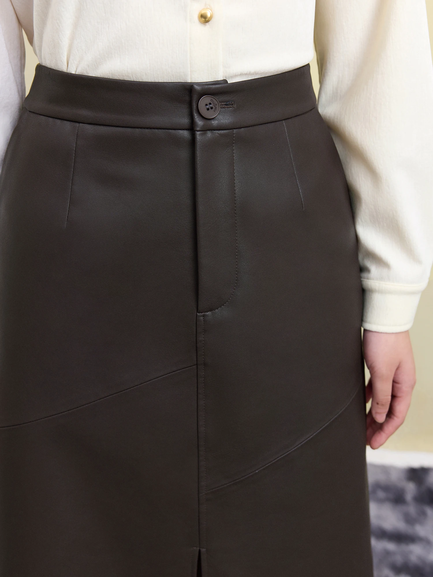 DUSHU Plus Size High Waist Design Female Skirt 2024 Winter New Elegant Style Versatile Mid-length Skirt for Women 24DS84543