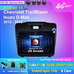 Android 16 Carplay Car Radio Multimedia For Chevrolet TrailBlazer 2012 - 2016 S-10 S10 Colorado For Isuzu D-Max DMAX Stereo 2din