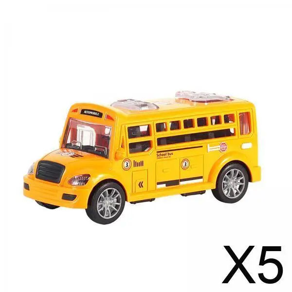 5x School Bus Toy Model Pull Back Bus Children's Car Toy Inertia Car Preschool Kids Birthday Gift