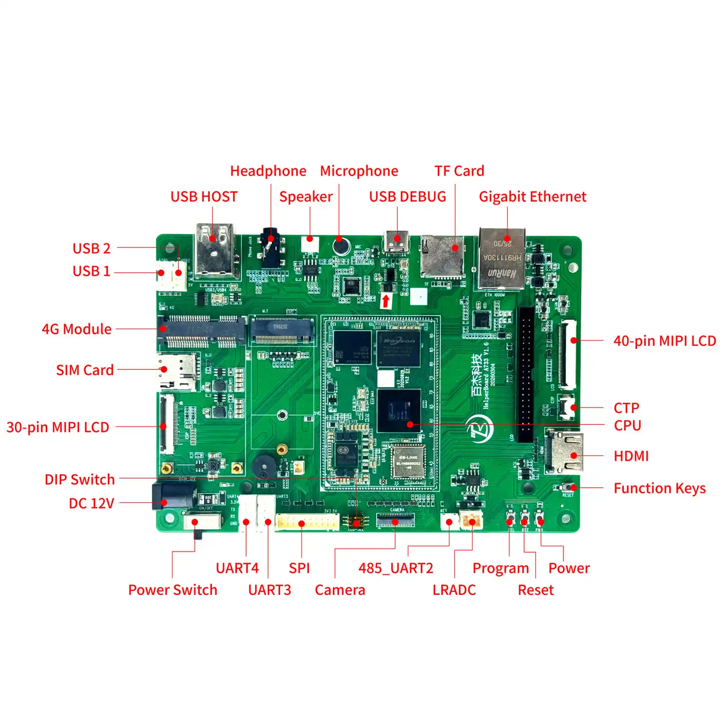HelperboardA733 Industrial Embedded Linux Quad Core Mini PC Board Android 10.0