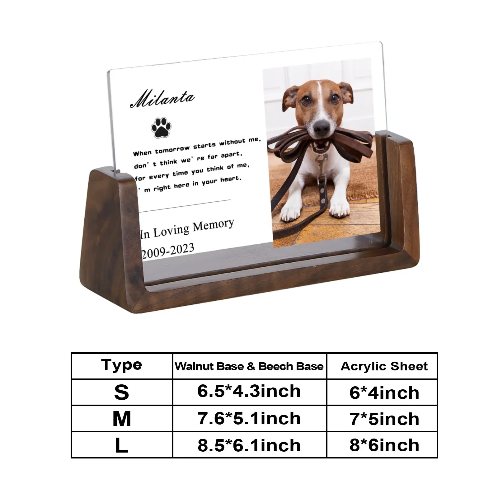 Custom Pet Memorial Photo Frame Dogs Loss Sympathy Gift for Dog Dad Cat Mom Personalized Desktop Picture Frames Pet Bereavement