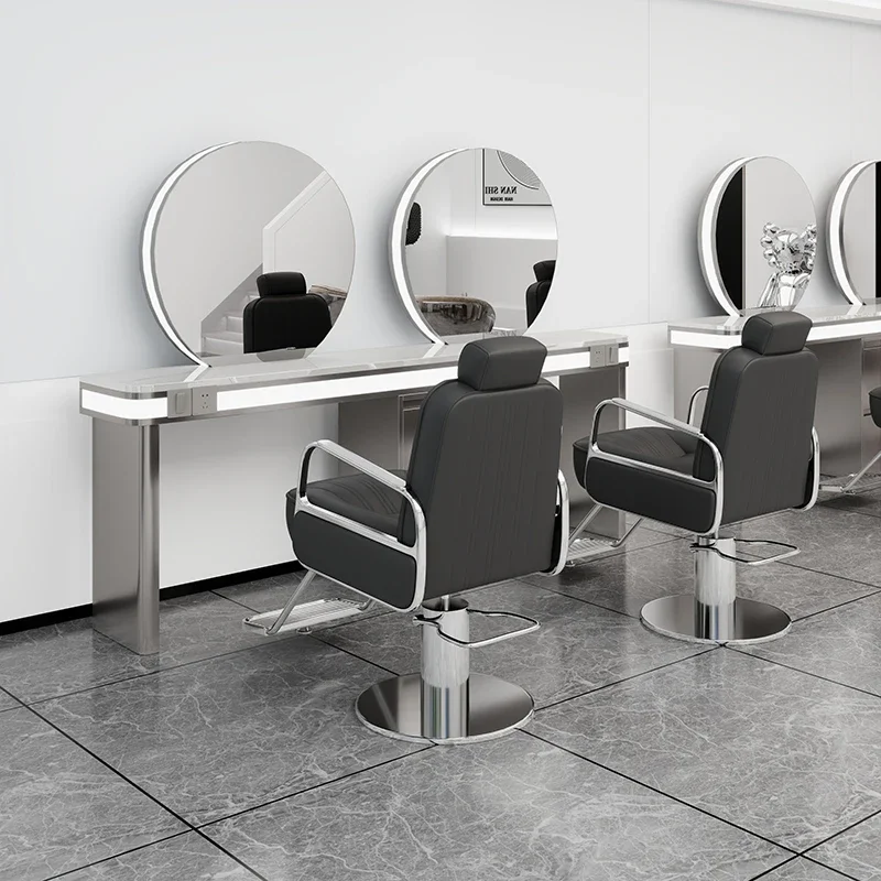 Perm and dye hair mirror, special hair cutting mirror, stainless steel, single and double-sided, four-sided.