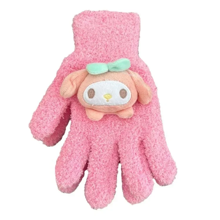 Cute Anime Cartoon Winter Gloves, Kawaii Cinnamoroll Warm Soft Elastic Gloves for Women Girls