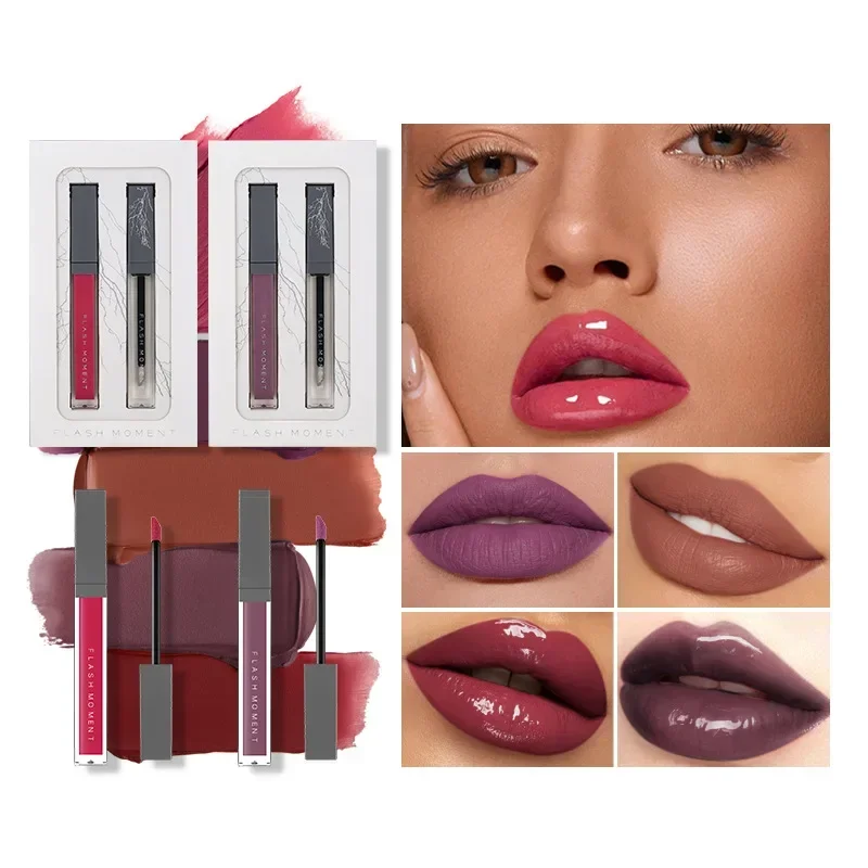 High Quality Nude Velvet Matte Liquid Lipstick Lip Oil Set Makeup Waterproof Moisturizing Lip Glaze Lip Gloss Tint Kit Cosmetics